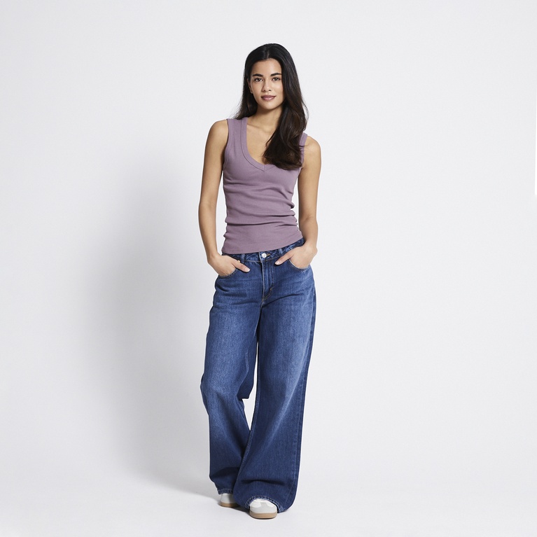 V-neck ribbed tank top "Amy" Heather Purple